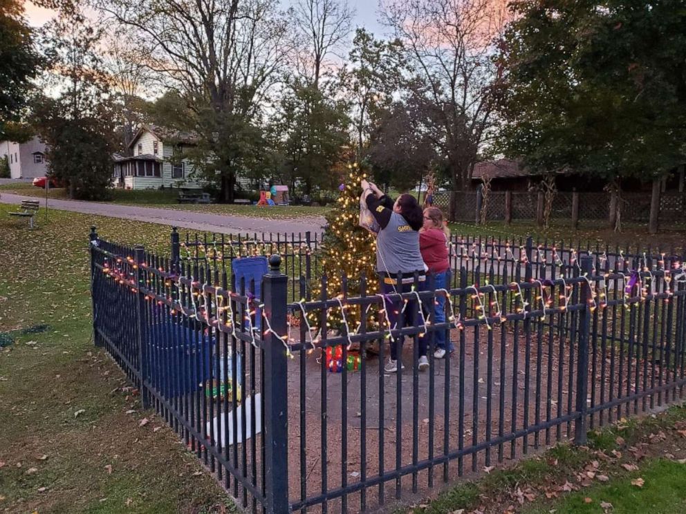 PHOTO: The town of Ulster, PA is decorating for the holidays early this year. 