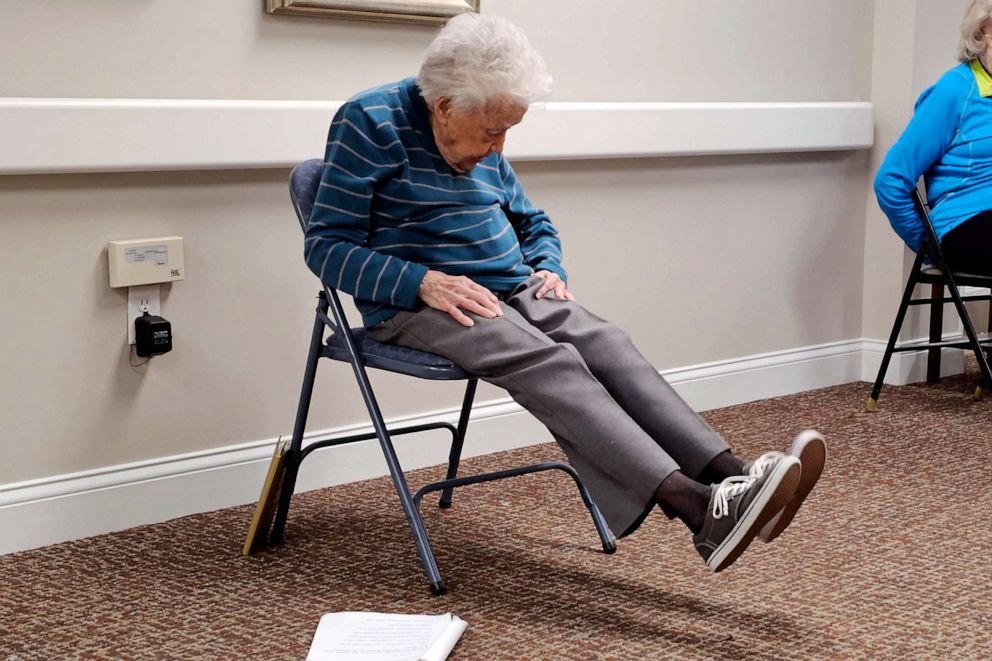 PHOTO: Bailey's exercise classes feature various moves like arm stretches and foot rolls.