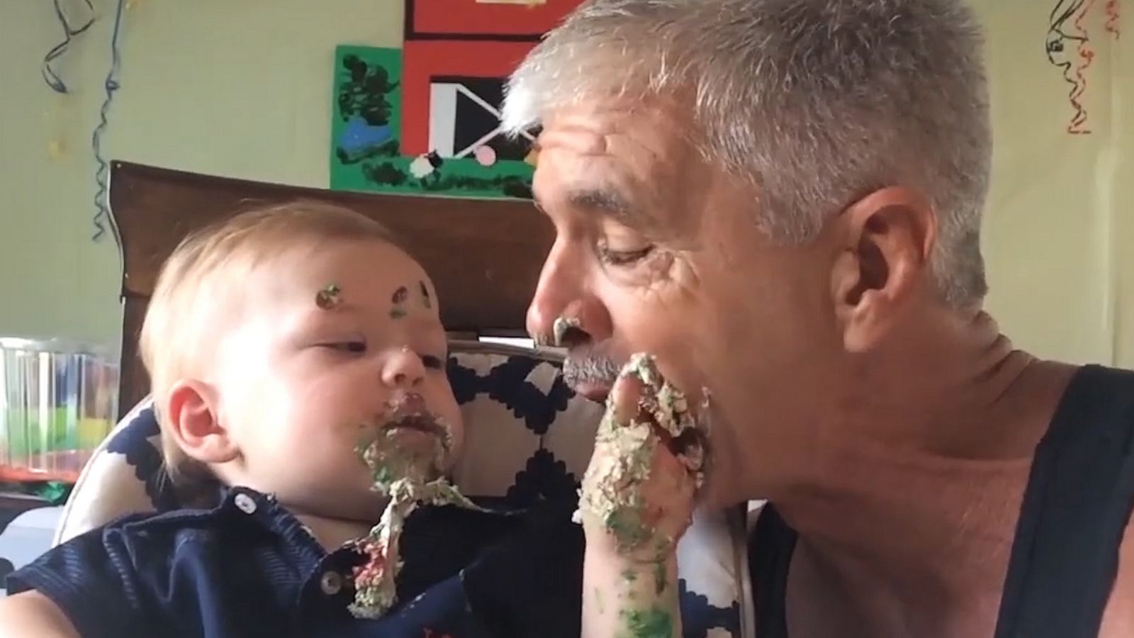 VIDEO: Grandfather and grandson have an epic birthday cake-off