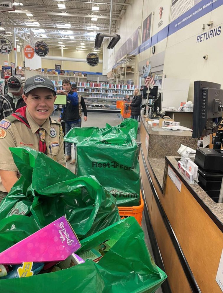 PHOTO: Jonathan made multiple hourlong shopping trips to purchase the Christmas gifts this year.
