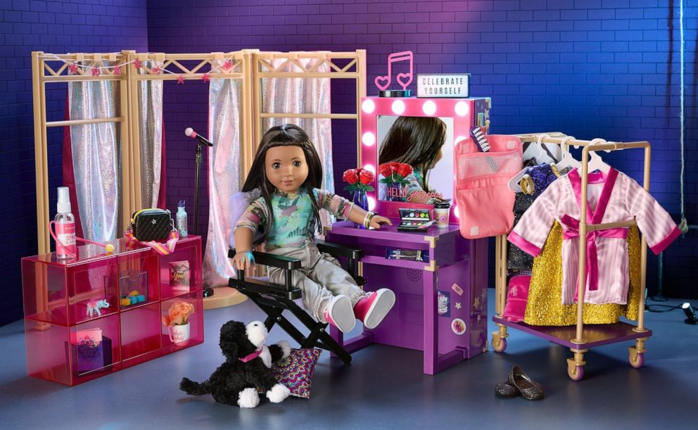 PHOTO: American Girl's 2023 Girl of the Year Kavi Sharma pictured in backstage set, available for purchase.
