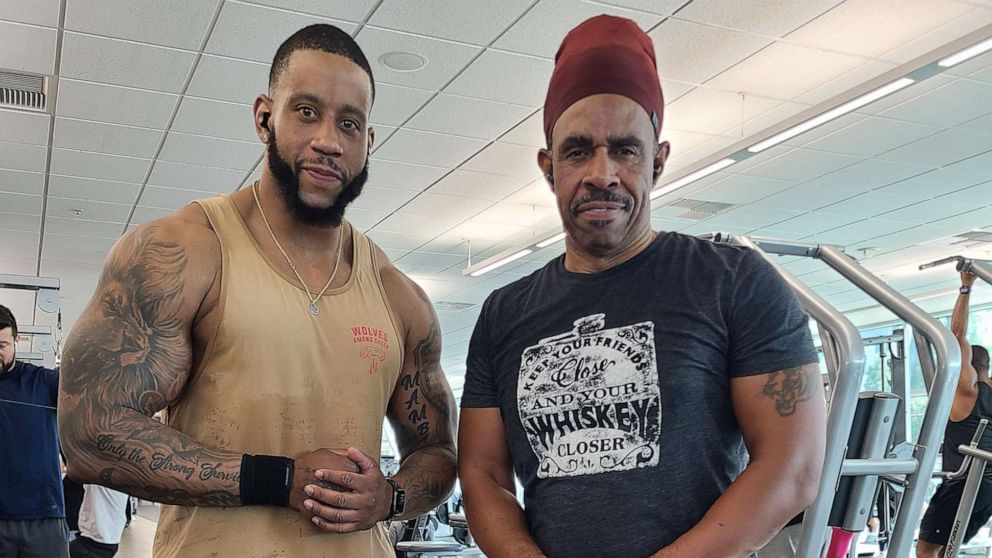 PHOTO: Megan Thee Stallion's former bodyguard Justin Edison, left, is pictured with his father Harold Edison.