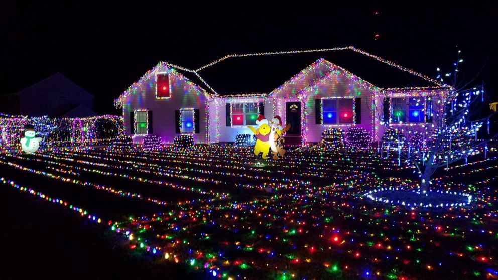 PHOTO: Mitchell's home decorated with Christmas lights. 