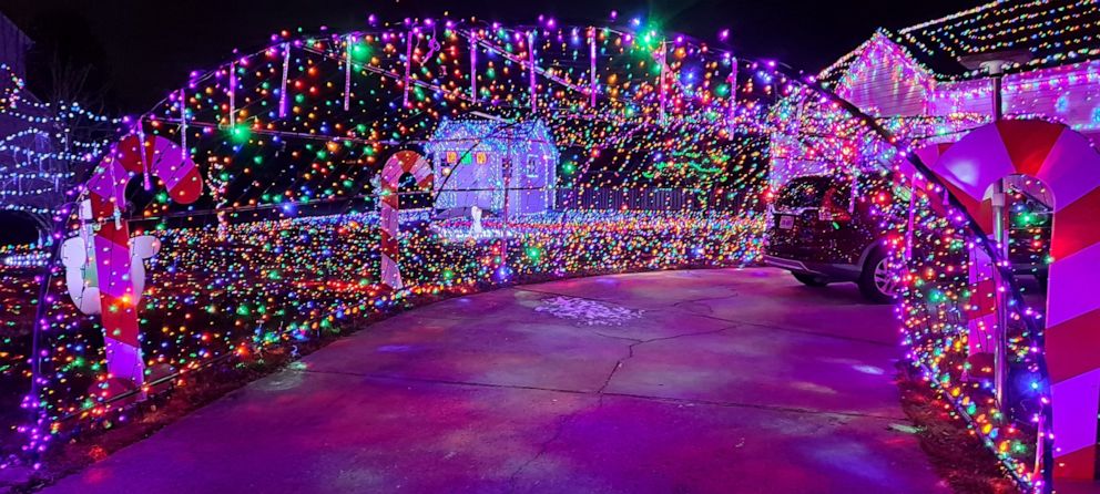 PHOTO: Mitchell's driveway decorated with lights. 