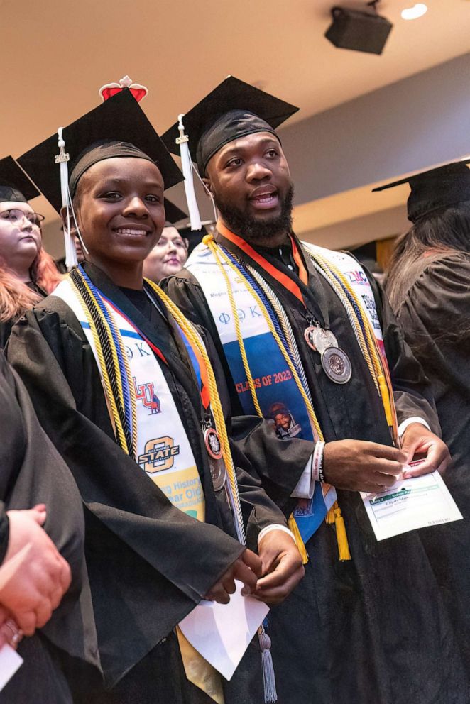 PHOTO: Elijah Muhammad standing at graduation with his peers.