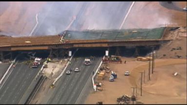 VIDEO: A construction worker's blowtorch started the intense blaze that brought down the overpass.