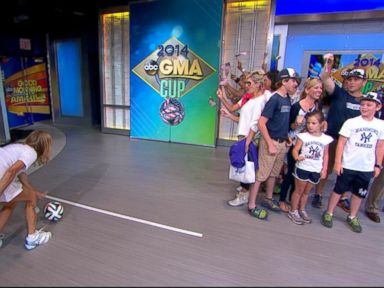 VIDEO: Sara Haines and Ginger Zee face off against opponents Amy Robach and Lara Spencer in soccer competition.