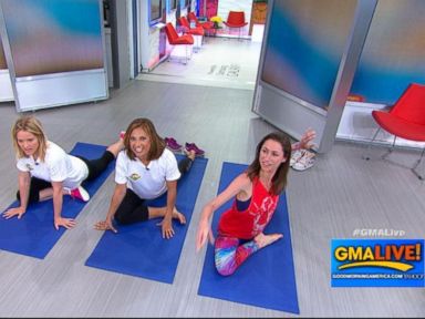 VIDEO: Ginger Zee, Sara Haines learn yoga and share fan soccer photos.