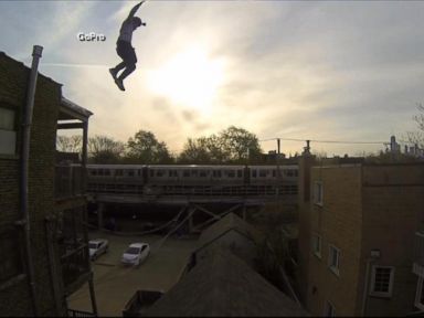 VIDEO: Ethan Swanson strapped-on a GoPro camera before performing an amazing jump off a Chicago rooftop.