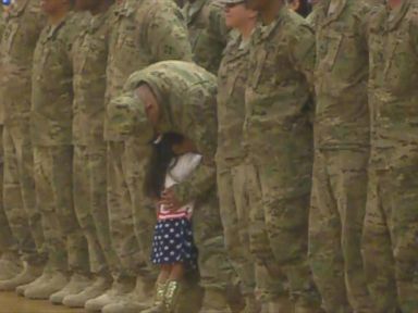 VIDEO: Karis Oglesby, 2, couldn't wait to greet her dad, 1st Lt. Daniel Oglesby, after an 8-month deployment to Kuwait.