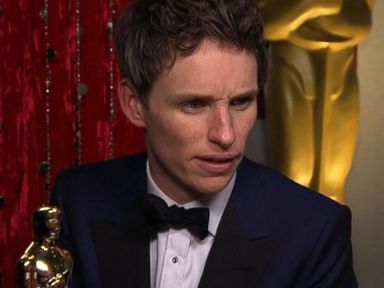 VIDEO: Eddie Redmayne discusses his Best Actor win for his role as Stephen Hawking in "The Theory of Everything."