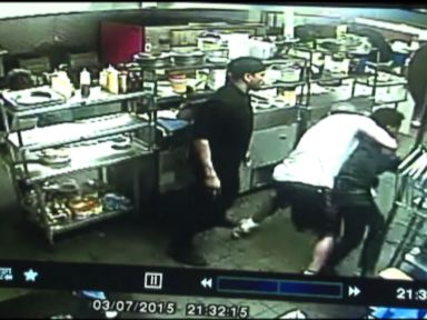 VIDEO: Lee Varon, co-owner of a wrestling-themed restaurant, restrained the suspect after wrestling him to the ground.