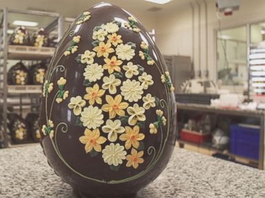 VIDEO: Watch 12 pounds of chocolate form into a celebratory 20-inch Easter egg.