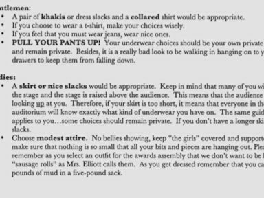 VIDEO: A letter released by the school district in Biglerville, Pa., mentions "sausage rolls" when advising students about appropriate attire.