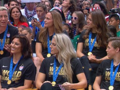 VIDEO: The championship team stops by Times Square before their New York City ticker-tape parade.