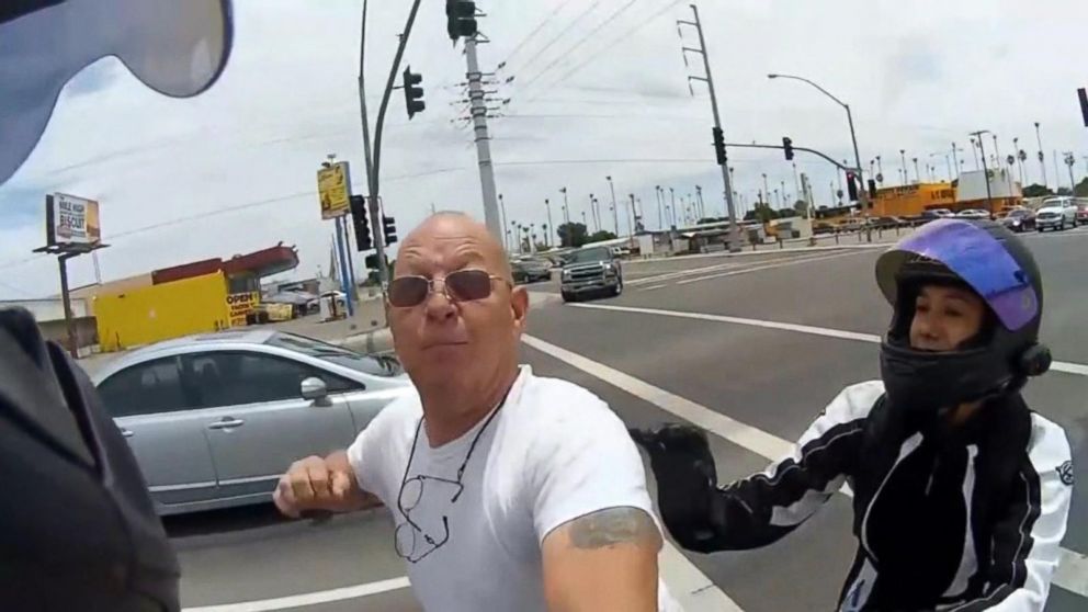 Motorcyclist Captures Violent Road Rage on Helmet Cam - ABC News