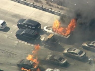 VIDEO: Wildfire Burns Cars on California Interstate