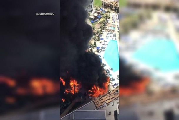 Pool Fire At Cosmopolitan Hotel Of Las Vegas Fueled By Cabanas Artificial Plants Fire Dept Says Abc News