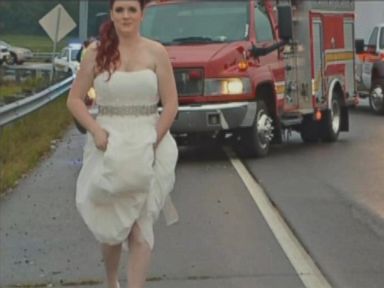 VIDEO: Sarah Ray responded to the scene of the accident in her wedding dress when she heard family members were hurt in the crash.