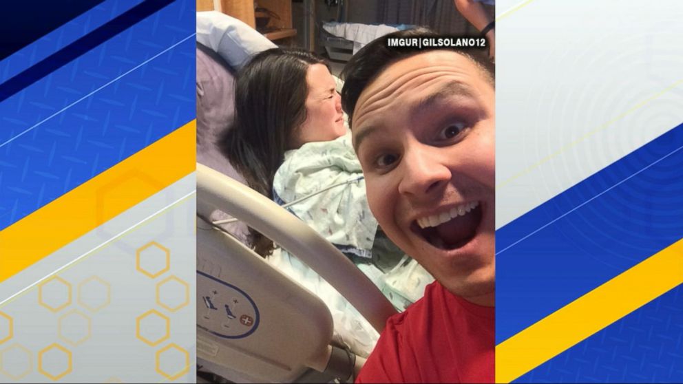 Video New Dads Delivery Room Selfie Goes Viral Abc News