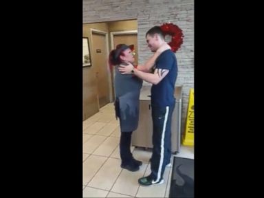 VIDEO: Nancy Martin was working at a South Carolina Burger King when her son, a sailor in the U.S. Navy, surprised her with open arms.