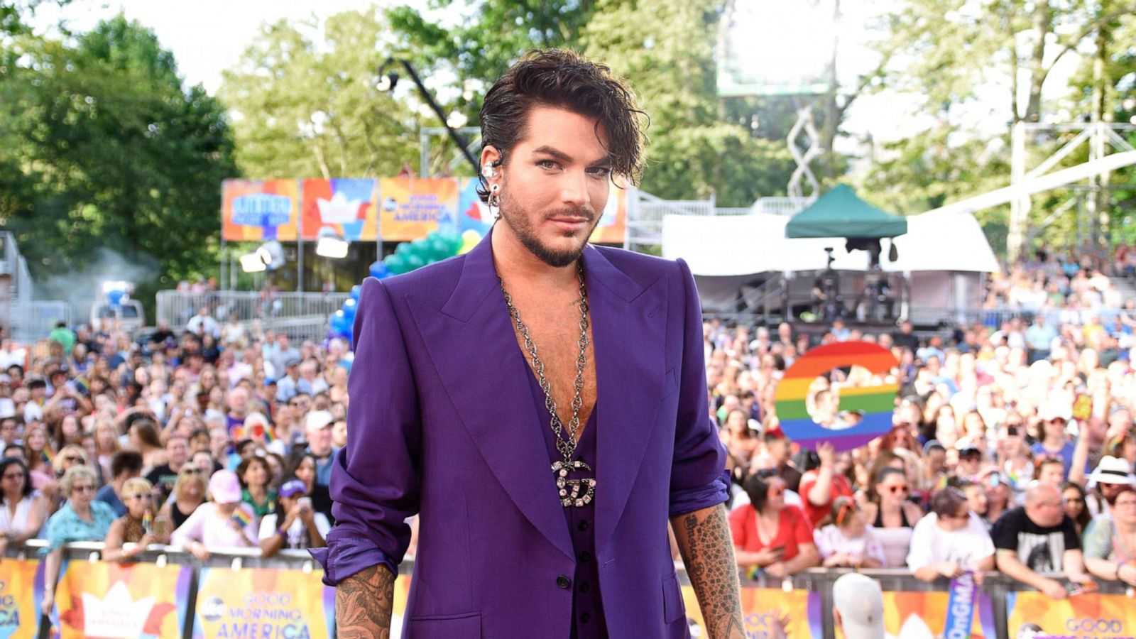 PHOTO: Adam Lambert performed on "Good Morning America" in Central Park on Friday.