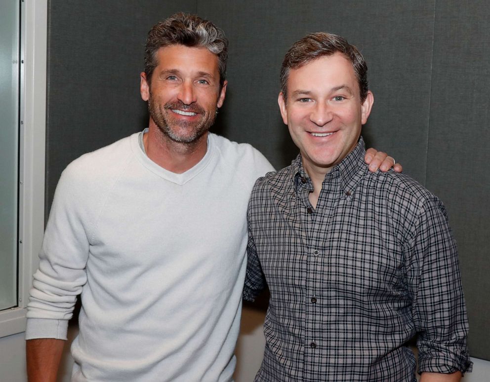 PHOTO: ABC Radio - 7/10/19 - Dan Harris interviews Patrick Dempsey for the podcast "10% Happier with Dan Harris."
(Walt Disney Television/Lou Rocco) 
PATRICK DEMPSEY, DAN HARRIS