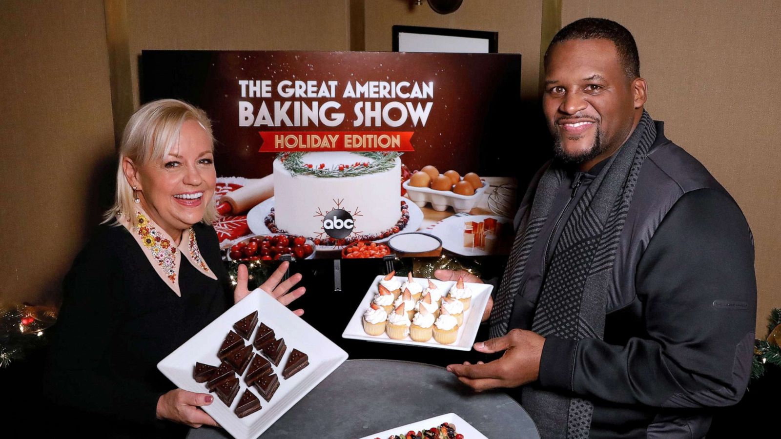 PHOTO: Sherry Yard and Anthony "Spice" Adams celebrate the new season of "The Great American Baking Show: Holiday Edition."