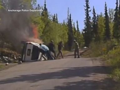 VIDEO: A police cruiser's dash camera captured the rescue in Anchorage, Alaska.