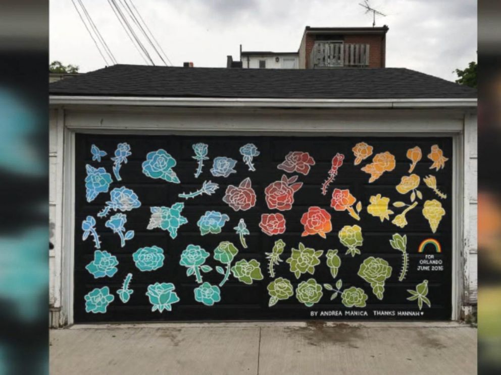 Toronto Artist Turns Garage Door Into Tribute for Orlando Shooting