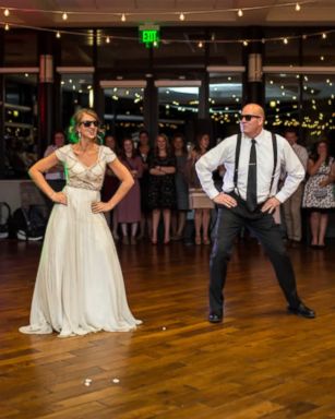 VIDEO: Mikayla Phillips and her dad, Nathan Ellison, surprised guests at Phillips' wedding with a choreographed dance.
