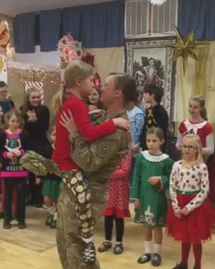 VIDEO: Christine Rainey, a specialist in the Army, returned home from her deployment in Qatar to surprise her 10-year-old.