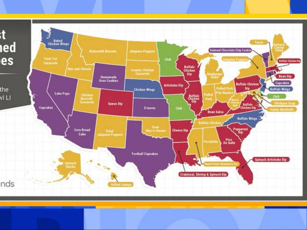 Most Popular Super Bowl Snack In Every State Map Getting Crushed