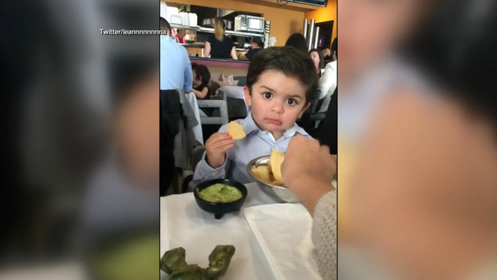 Young boy aims side-eye at tortilla chip thief - Good Morning America