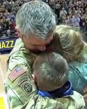 VIDEO: Military dad surprises children at Utah Jazz game