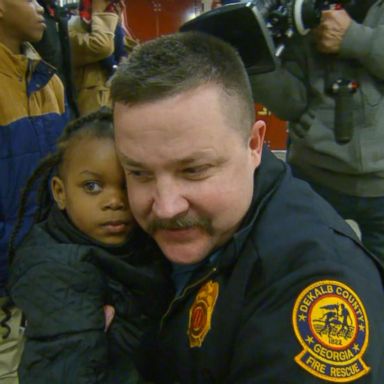 VIDEO: Firefighter reunites with child he helped save from burning building