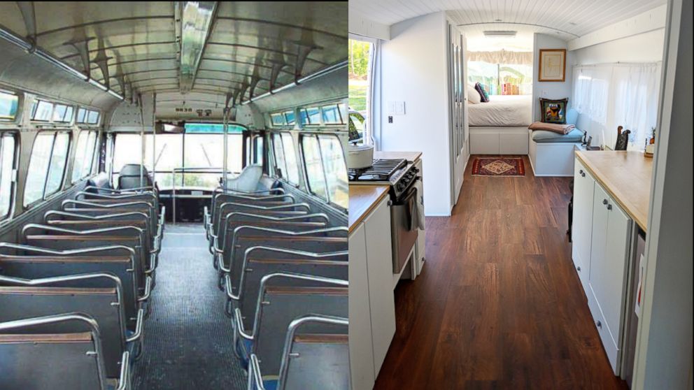 Woman Renovates A Greyhound Bus Into A Chic Tiny Home That