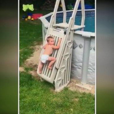 VIDEO: Toddler climbs safety ladder to above-ground pool 