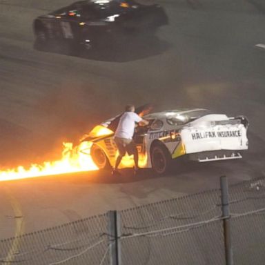 VIDEO: NASCAR driver's dad rescues him from fiery wreck