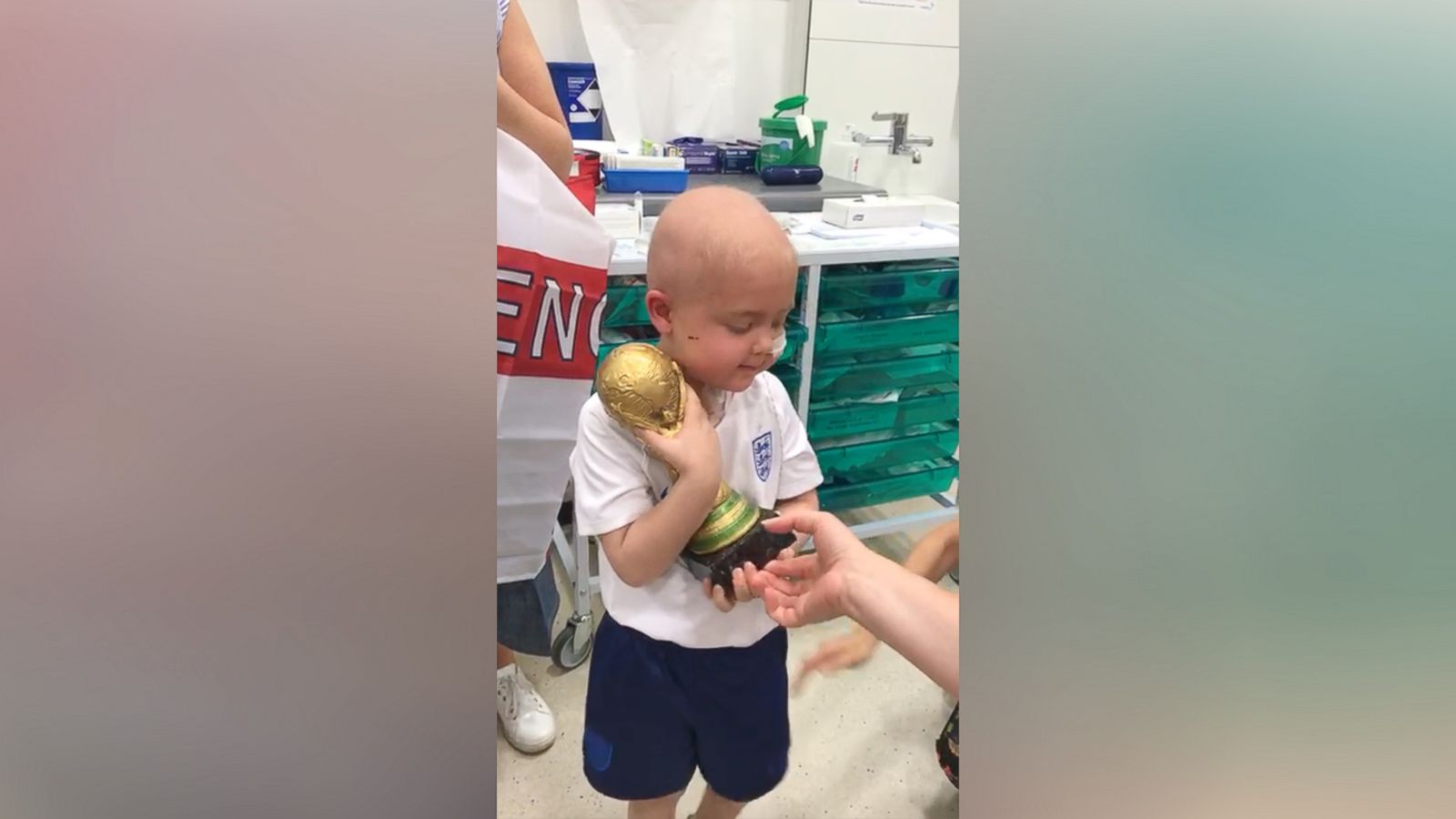 VIDEO: 5-year-old with brain cancer receives his own World Cup after completing treatment