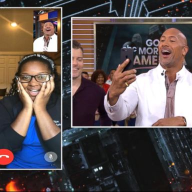 VIDEO: Dwayne 'The Rock' Johnson surprises 2 superfans live on 'GMA' 