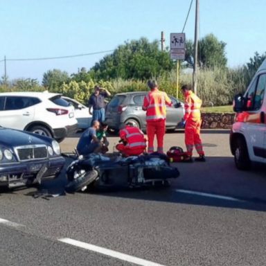 VIDEO: Clooney, 57, was leaving his hotel in Costa Corallina and headed to the set of "Catch-22," a television adaptation of the Joseph Heller novel, on Tuesday when his moped crashed into a station wagon.