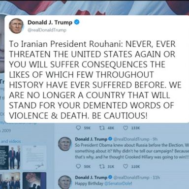 VIDEO: Trump sends all-caps threat to Iran on Twitter