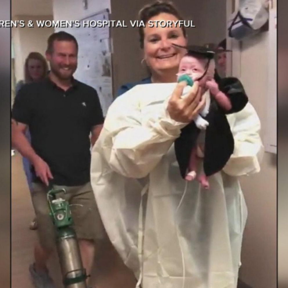 VIDEO: Baby 'graduates' from NICU in full cap and gown, bought from a Build-A-Bear store