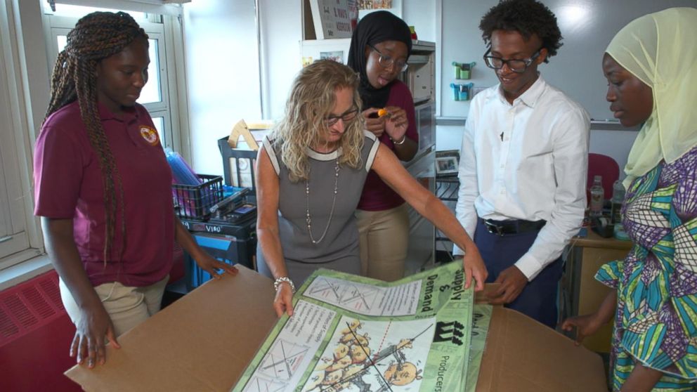 Jane Viau teaches students at the Frederick Douglass Academy in the Harlem neighborhood of New York City.