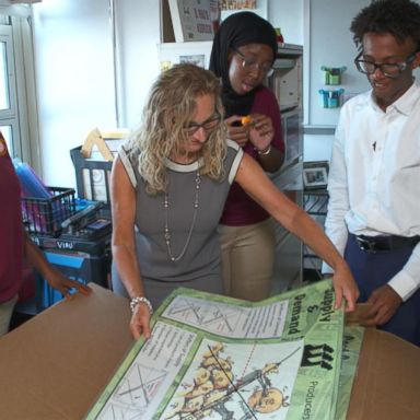 Jane Viau teaches students at the Frederick Douglass Academy in the Harlem neighborhood of New York City.