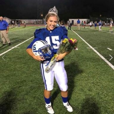 VIDEO: Female high school football player crowned homecoming queen