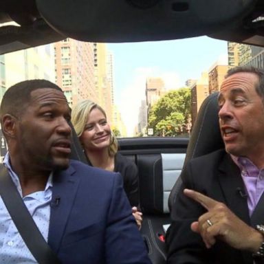 VIDEO: Jerry Seinfeld drives Michael Strahan and Sara Haines to the GMA Day premiere