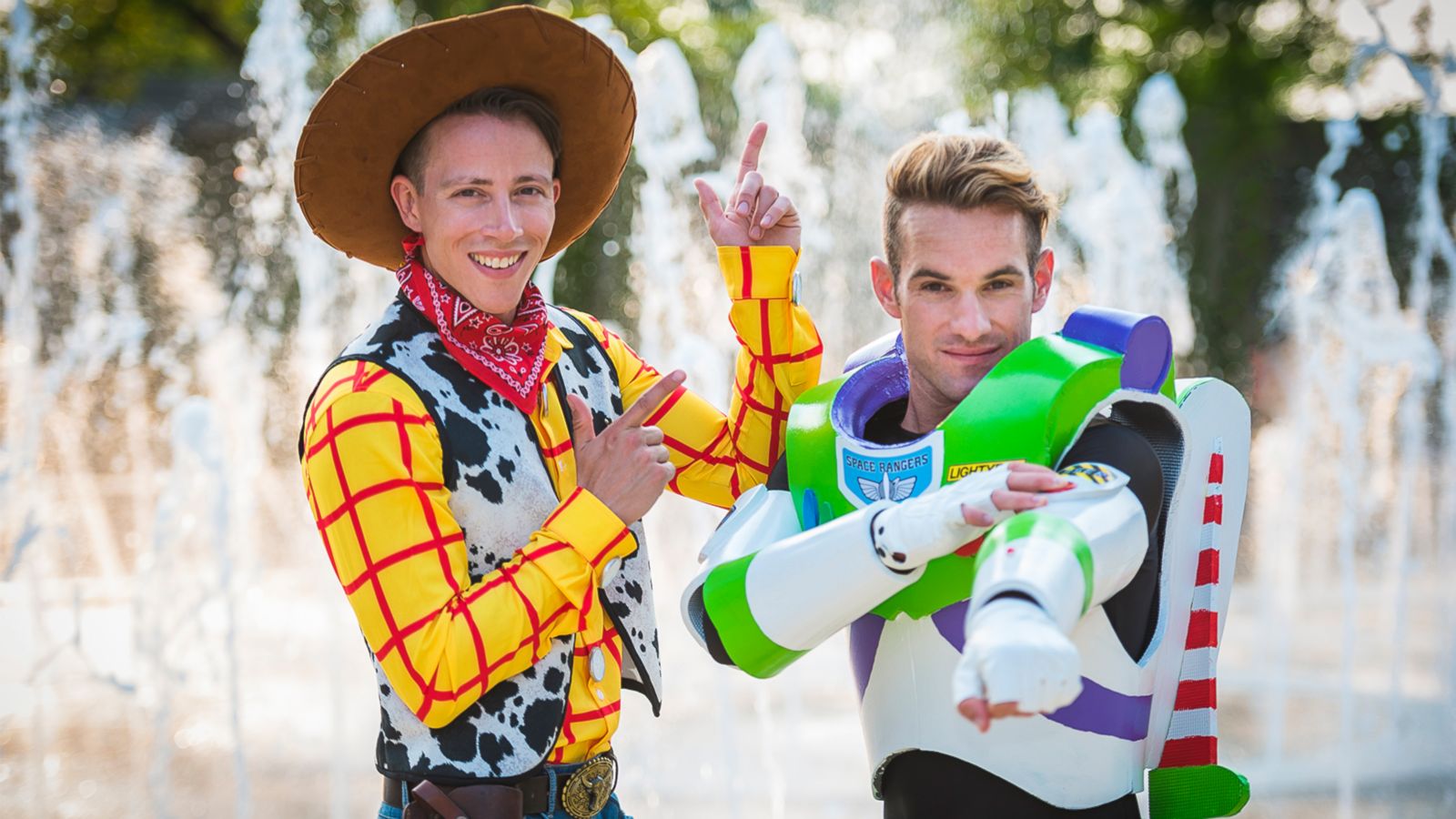 VIDEO: Grooms dress as Woody and Buzz Lightyear at Disney-themed wedding