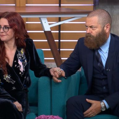 VIDEO: 'Marry a goddess,' says Nick Offerman of his wife Megan Mullally 